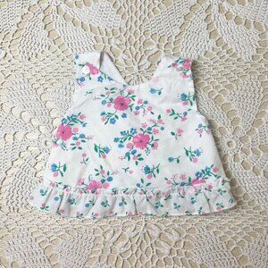 Vintage 1990s Babyfair Girls 0-6 Months Floral Crossback Swing Top Dainty Shirt